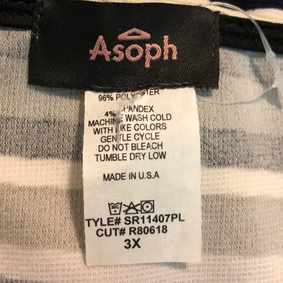 ASOPH Size 3X Peek-A-Boo Striped Wrap V-Neck Bodysuit Subdued Colors $48 NEW - Picture 10 of 11